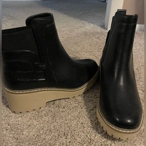 DV by Dolce Vita Black Ankle Boots with Tan Soles
